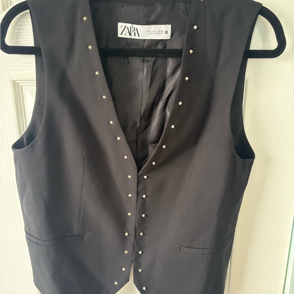 Zara Black Vest with Silver Studs